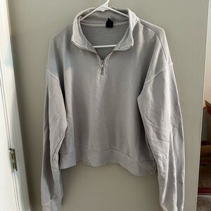 Wild Fable Gray Zip Up Sweater Cropped Casual Knit